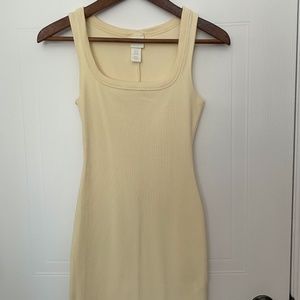 Baby rib bodycon yellow sun dress